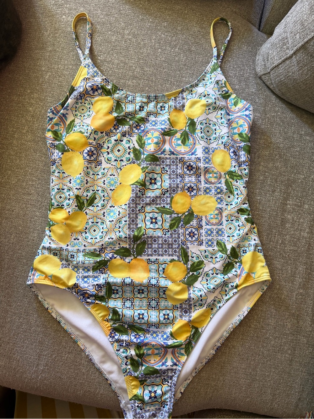 Primark Yellow Lemon Tile-Print One-Piece Swimsuit